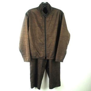 Mycra Pac Tour Reversible Pantsuit Zip Up Jacket Pants Carry Bag Bronze Black M